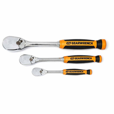 GearWrench 81207T 3 Pc. 1/4", 3/8" & 1/2" Drive 90-Tooth Dual Material Teardrop Ratchet Set GearWrench 81207T 3 Pc. 1/4", 3/8" & 1/2" Drive 90-Tooth Dual Material Teardrop Ratchet Set