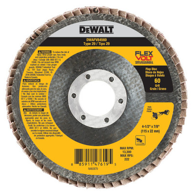 DeWalt DWAFV84560 DWT FV Flap Disc 4-1/2" x 7/8" 60G DeWalt DWAFV84560 DWT FV Flap Disc 4-1/2" x 7/8" 60G