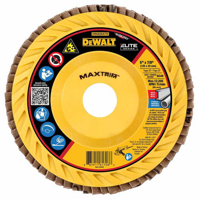 DeWalt DWA8283CTR ELITE SERIES 5 X 7/8 40G T27 Trimmable Flap Disc DeWalt DWA8283CTR ELITE SERIES 5 X 7/8 40G T27 Trimmable Flap Disc