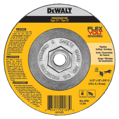DeWalt DWAFV84518H 4-1/2 x 1/8 x 5/8-11 T27 FV Cut/Grinding