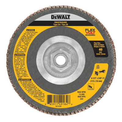 DeWalt DWAFV84540H 4-1/2 x 5/8-11 40G T29 FV Flap Disc DeWalt DWAFV84540H 4-1/2 x 5/8-11 40G T29 FV Flap Disc