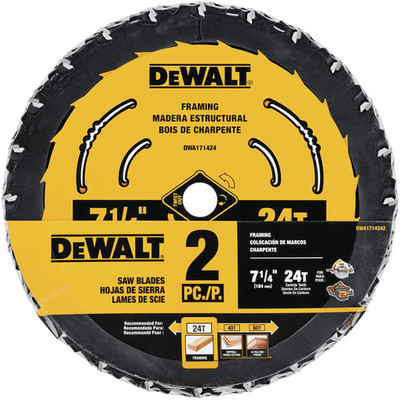 DeWalt DWA1714242 7-1/4" 24T Small Diameter Circular Saw Blades, 2 Pack