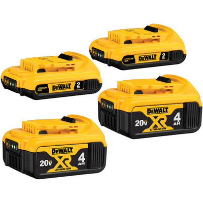 DeWalt DCB324-4 20V MAX Lithium-Ion Battery 4-Pack, (2) x 4.0 Ah + (2) 2.0 Ah DeWalt DCB324-4 20V MAX Lithium-Ion Battery 4-Pack, (2) x 4.0 Ah + (2) 2.0 Ah