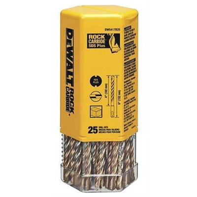 DeWalt DW5404B25 3/16" x 6-1/2" x 8-1/2" Rock Carbide SDS+ Hammer Bit 25 Pack
