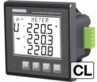 Accuenergy Acuvim-CL-D-5A-P1V3 Power/Energy Meter, LCD, RS485, 5 A input, 415 Vac/300 Vdc