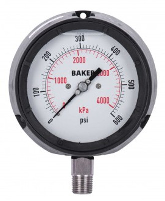 Baker LF45-600P-1/4 Pressure Gauge, 0 to 600 psi Baker LF45-600P-1/4 Pressure Gauge, 0 to 600 psi