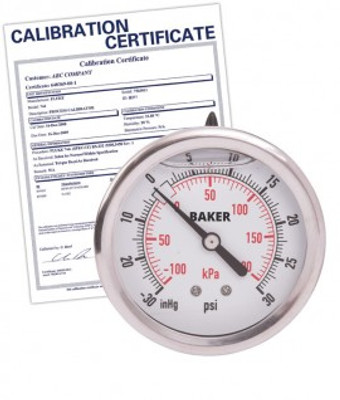 Baker AHNC-30 Pressure Gauge, 30"Hg-0 to 30 psi, includes Traceable Certificate Baker AHNC-30 Pressure Gauge, 30"Hg-0 to 30 psi, includes Traceable Certificate