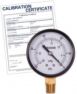 Baker LVBNA-30HG Pressure Gauge, 30"Hg-0" Vac,  includes Traceable Certificate