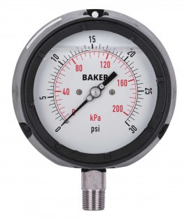 Baker LF45-30P-1/2 Pressure Gauge, 0 to 30 psi
