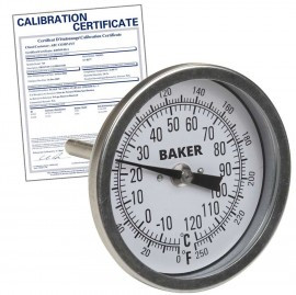 Baker T30025-250 Bimetal Thermometer, 0 to 250°F (-20 to 120°C),    includes Traceable Certificate