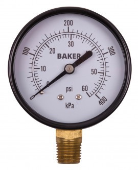 Baker LVBNA-60P Pressure Gauge, 0 to 60 psi