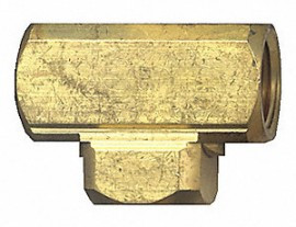 Dwyer X101-B Brass Pipe Extruded Tee, ¼"