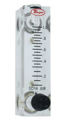 Dwyer VFA-7-BV Flow Meter, 2" Scale, 5-50 SCFH Air, Brass Valve