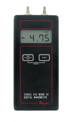 Dwyer 475-1-FM Handheld Digital Manometer, 0 to 20" w.c., 10 psi