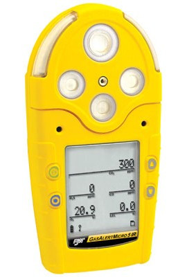 Honeywell BW GasAlertMicro 5 IR Multi-Gas Detector with rechargeable battery, CO2 (IR)/%LEL/O2/H2S/CO, yellow