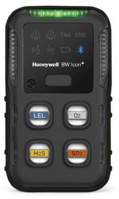 Honeywell BW Icon+ Series Multi-Gas Detector, %LEL(IR)/O2/H2S/SO2, black