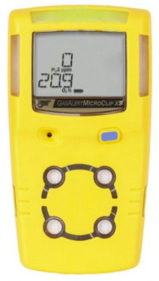 Honeywell BW MicroClip X3 Series Multi-Gas Detector, O2, H2S, yellow