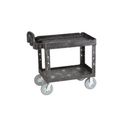 Rubbermaid FG452010BLA HD 2-Shelf Utility Cart w/Lipped Shelf (Med) with Pneumatic Casters