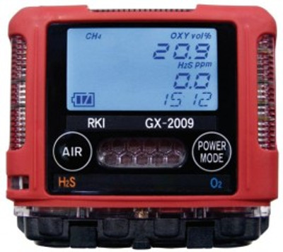 RKI GX-2009 Series Multi-Gas Detector with alligator clip/12 V DC charger/vehicle plug, O2/H2S RKI GX-2009 Series Multi-Gas Detector with alligator clip/12 V DC charger/vehicle plug, O2/H2S