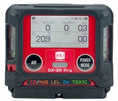 RKI GX-3R Pro Multi-Gas Detector with Li-ion battery and 100 to 240 V AC charger, LEL/O2/combo H2S and CO