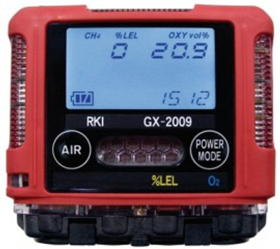 RKI GX-2009 Series Multi-Gas Detector with alligator clip/12 V DC charger/vehicle plug, LEL/O2 RKI GX-2009 Series Multi-Gas Detector with alligator clip/12 V DC charger/vehicle plug, LEL/O2