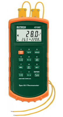Extech 421502-NIST Dual Input Thermometer with Alarm, Type J/K, includes Traceable Certificate Extech 421502-NIST Dual Input Thermometer with Alarm, Type J/K, includes Traceable Certificate