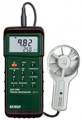 Extech 407113 Heavy Duty CFM Metal Vane Anemometer, includes Traceable Certificate Extech 407113 Heavy Duty CFM Metal Vane Anemometer, includes Traceable Certificate