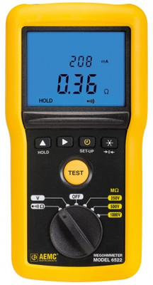 AEMC 6522 Digital Megohmmeter with Analog Bargraph, 250 to 1000 V, 40 GΩ