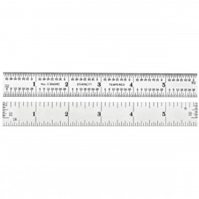 Starrett C304SRE-6 Semi-Flexible Steel Rule with Inch Graduations, 4R Style Graduations, 6" Length, 3/4" Width, 1/50" Thickness