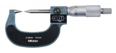 Mitutoyo 142-201 Series 142 Mechanical Point Micrometer With Counter, 0 To 25 Mm, 30° Point