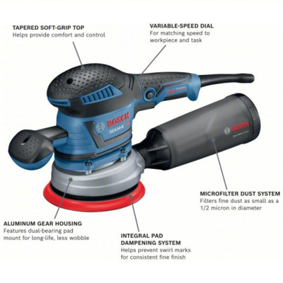 Bosch GEX34-6N 6 In. Multi-Hole Random Orbit Sander/Polisher Bosch GEX34-6N 6 In. Multi-Hole Random Orbit Sander/Polisher