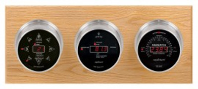 Maximum Blackwatch Three-Instrument Weather Station with oak panel, satin case, black dial