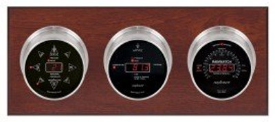 Maximum Blackwatch Three-Instrument Weather Station with mahogany panel, satin case, silver dial
