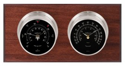 Maximum Catalina 2S Two-Instrument Weather Station with mahogany panel, satin case, black dial Maximum Catalina 2S Two-Instrument Weather Station with mahogany panel, satin case, black dial