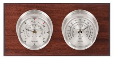 Maximum Catalina 2S Two-Instrument Weather Station with mahogany panel, satin case, silver dial Maximum Catalina 2S Two-Instrument Weather Station with mahogany panel, satin case, silver dial