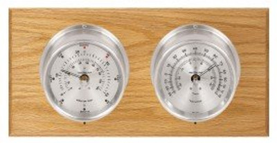 Maximum Catalina 2S Two-Instrument Weather Station with oak panel, satin case, silver dial