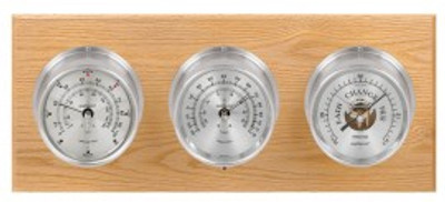 Maximum Montauk Three-Instrument Weather Station with oak panel, satin case, silver dial