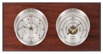 Maximum Portland 2S Two-Instrument Weather Station with mahogany panel, satin case, silver dial Maximum Portland 2S Two-Instrument Weather Station with mahogany panel, satin case, silver dial