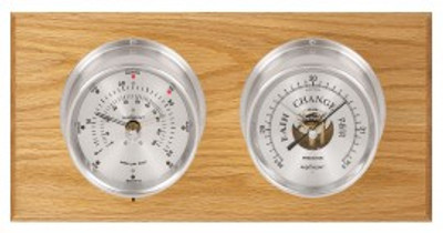 Maximum Portland 2S Two-Instrument Weather Station with oak panel, satin case, silver dial Maximum Portland 2S Two-Instrument Weather Station with oak panel, satin case, silver dial