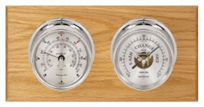 Maximum Portland Two-Instrument Weather Station with oak panel, chrome case, silver dial Maximum Portland Two-Instrument Weather Station with oak panel, chrome case, silver dial