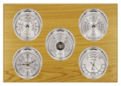 Maximum Professional Five-Instrument Weather Station with oak panel, chrome case, silver dial Maximum Professional Five-Instrument Weather Station with oak panel, chrome case, silver dial