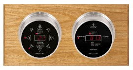 Maximum Sorcerer Two-Instrument Weather Station with oak panel, satin case, silver dial