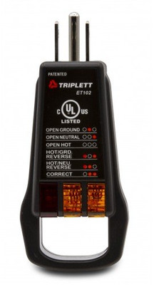 TRIPLETT ET102 Residential and Electrical Receptacle Tester with pull handle