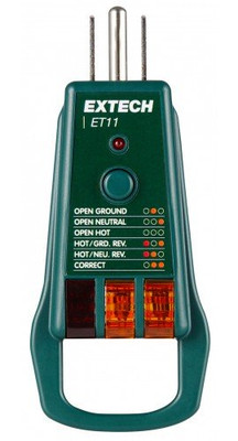 Extech ET Series GFCI Receptacle Tester for type B electrical outlets