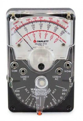 Triplett 310 Series Hand-Sized Analog Voltmeter with 18 ranges, up to 1200 V, includes Traceable Calibration Certificate Triplett 310 Series Hand-Sized Analog Voltmeter with 18 ranges, up to 1200 V, includes Traceable Calibration Certificate