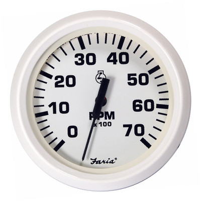 Faria Dress White 4" Tachometer - 7000 RPM (Gas) (All Outboards) Faria Dress White 4" Tachometer - 7000 RPM (Gas) (All Outboards)
