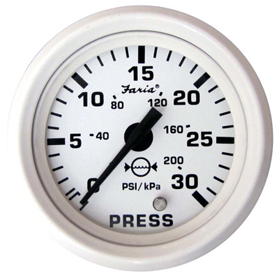 Faria Dress White 2" Water Pressure Gauge (30 PSI) Faria Dress White 2" Water Pressure Gauge (30 PSI)