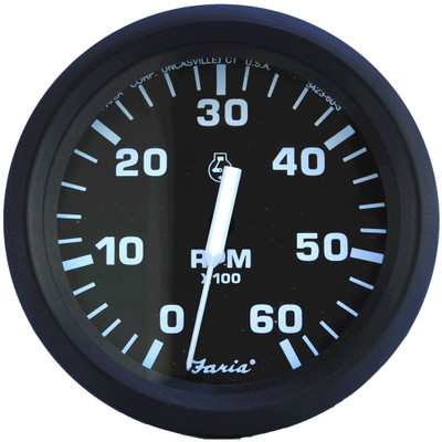 Faria Euro Black 4" Tachometer - 6,000 RPM (Gas - Inboard & I/O) Faria Euro Black 4" Tachometer - 6,000 RPM (Gas - Inboard & I/O)