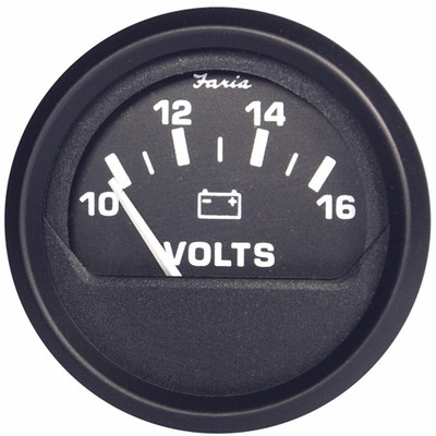 Faria Euro Black 2" Voltmeter (10-16 V) Faria Euro Black 2" Voltmeter (10-16 V)