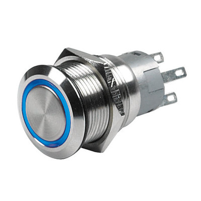 Marinco Push-Button Switch - 12V Momentary (On)/Off - Blue LED Marinco Push-Button Switch - 12V Momentary (On)/Off - Blue LED